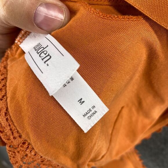 5/$45 Auden. Bralette Bra Women M Medium Orange Floral Lace Opaque Wireless - Picture 4 of 6